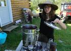 At the Honeyberry Farm in Bagley, Carla Weideman learned how to use a juicer/steamer to extract elderberry juice. Adding some cinnamon and cloves to the process produces a delicious, healthy drink which can be served hot or cold. 