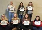 The students selected for the third quarter are:  Front Row (L to R) JayDee Reandeau, Olivia Simonson, Alayna Espeseth, Holly Catahan.  Back Row (L to R) Kendra Thompson, Mary Catahan, Anisha Saeland. 