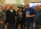 Pictured are Dick Wittenberg, Rocky Eck, Cooper drummer Ryan Roxie, Jim Clemenson, and Randy Pederson at the recent Alice Cooper concert. Missing is Rick Eck of Bemidji who could not attend the reunion of this group from the Gonvick Class of '79.
