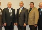 Board Officers are shown welcoming Tim Brinkman as Garden Valley’s seventh general manager.  Left to right are Secretary Byron Ness, President Vernon Hamnes, General Manager Tim Brinkman, Vice President Jerry Freitag and Treasurer Joe Sandberg.