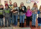 Clearwater County Livestock PDC hosted a Poultry Project Day on Saturday, February 23rd.  Left to right: Matthew Rankin, Peyton Berg, Daniel Rankin, Savanna Rankin, Kayla Johnshoy, Evelyn Warmbold, Payton Bennett, Adison Powell