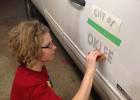 Bobbie Olson working on a local truck. 