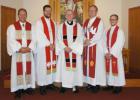 Pastor John Merseth, Sr. (Audubon), Pastor Jeff Merseth (Oklee), Pastor Gene Lilienthal (Lengby), Pastor Nick Protsch (EGF), Pastor Michael Lilienthal (Iola, Wisconsin).