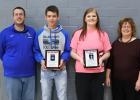 RLCC October Students of the Month Derek Peterson and Lindsey Thompson and their nominating teacher Mr. Kory Baril and Mrs. Patty Mickelson.