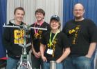 Math and Robotics Instructor Gus Vettleson with the Clearbrook-Gonvick High School team that competed at the state Robotics Championship in St.  Cloud.  Da Bear members, as they are called, include Josh Lavin, Michael Tollefson and Brandon Quern.