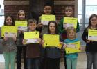 December Elementary Students of the Month Pictured in front: Miles Goudge, Aubriana Gazelka, Kylie Walton. Pictured in back: Kaydence Grife,  Mikaela Weems, Lowery Stillday, Avery Haugan, Tesa Vettleson.   