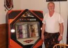 Fred knows how to have a good time. He owns this huge Harley-Davidson jukebox from the 1980’s filled with mostly County-Western music on cd’s that he enjoys listening to.


