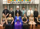Royalty included, L-R: Elise Monson & Cory Cleven (10th grade), Julianne Nordby & Jordan Herseth (12th grade), Queen Abby Kiesow & King Peyton Verbout (11th grade), Jamie Dougherty & Josh Johnson (9th grade), Katelyn Larson & Walter Jones (8th grade), Chloe Osse & Tre Alten (7th grade). 
