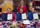 Chloe Marsh, Allison LaFerriere, Sonya Bontrager, Bagley American Legion Auxiliary President, Cheryl Grover. 