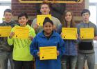 March High School Students of the Month. Pictured in back: Reece Danielson, John West, Chris Wistedt, Pictured in middle: Tristin Skinaway, Kayla Elhers, Pictured in front: Keisha Jones