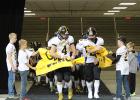 Breaking the banner at the Bears enter the Fargo Dome. Photos courtesy Madelynne Faldet, Clearbrook-Gonvick Yearbook staff.