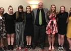 RLCC Student Senate at the Student Senate State Conference: Erin Jones, Jayden Fore, Sydney Melby, Kathryn Kruta from Thief River Falls, Advisor Mr. Randy Huie, Jenna Pahlen, Calyssa Eskeli, and Lily Guillemette.