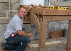 Andy Burford was able to finish the steps for a new apartment in Gonvick before the cold weather set it.