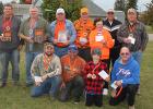 Pumpkin Day winners in Gonvick were Ole Engebretson, Bob Edevold, Tucker Johnson, Frank and Annie Bergh, Marvin Marty and Al Danielson standing. In the front Matt Wickham, Charlie Bergh, Trever Solberg and Dave Marty.
