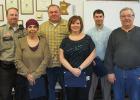 Mitch Bernstein, 20 years, Kathie Johanneck, 15 years, Kurt Casavan, 20 years, Peggy Nord, 10 years and Nick Knott, 10 years. Recognizing employees for their years of service is Red Lake County board chairman, Anthony Flage.
Other employees that were recognized but not present were: Arlan Johnson, 15 years, Tom Braaten, 5 years, and Kurt Ellefson, 5 years.