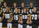 Eight Clearbrook-Gonvick Seniors begin their last year of high school football. They will travel to Halstad on September 1 to take on Norman County West. Seniors shown are back row left to right:  Judah Bennett, Trevor Rogstad, Mike Gray, Nathanael Dahl. Front row: Jared Hubbard, Spencer Reed, Tristen Bakke and Austin Kindem.