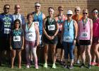 Oklee Market Day 5K Walk/Run winners were (back row L to R): George Banasau; Russell Sorenson; Kim Rosendahl; Briar Lane and Bob Melby. Front row: Taylyn Banasau; Gail Ose; Katie Holstrom; Mary Jo Mugaas; Vanessa Wilebski and Michelle Bakken.
