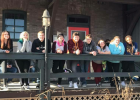 The RLCC French Club in front of the RestoGare Bistro: Jarisa Bailey, Tasha Manning, Adrien Verbout, Daphney Koralewski, Austin Jensen, Andrew Fish, Billie Gryskiewicz, Grace Gieseke, and Julia Bernstein. 
