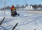 Andy Storbeck on his Polaris taking off from the fuel stop in Gonvick. He ended up in fifth place in the Sport 600 Stock, 8:28:34.642. First place was Brandon Wolter, Polaris, 7:48:47.652; second place Derek Frie, Polaris, 7:55:37.767; third place Quenton Grant, Skidoo, 8:14:26.317; fourth place Mitch Sebastian, Arctic Cat, 8:19:03.073. Photo credit Dick Richards.