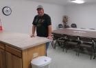 Lee Peterson, Vice President of the Clearwater Trail Blazers Snowmobile Club shows the meeting room of the new building for the club in Leonard.