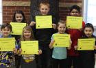 January Elementary Students of the Month Pictured in Front Left to Right: Keiran Woodruff, Niah Knutson-Willett, Bella Dahl, & Lydell Feather Pictured in Back Left to Right: Natasha Chandler, Cooper Wishard, & Leonte’ May