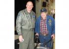 Gerald Wraa, on the right, was part of Destroyer Squadron (DESRON) 23, the “Little Beavers” in World War II.  He served on the USS Charles Ausburne hwich was awarded the Presidential Unit Citation for its record under Capt. Arleigh Burke. Gerald was wearing his Little Beavers Navy cap at the Veterans Day program that Steve Richards (left) had sent him while serving o DESRON 23 in 2012. 