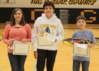 Spelling Bee winners from Clearbrook-Gonvick School were from left to right: Savanna Rankin, second place, Tristin Skinaway, 3rd place and John Devries first place. John will go on to competiton in Thief River Falls.