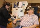Gordy Olson giving a donation for the 89th time at the drive held in Clearbrook. United Blood Services states that the availability of blood is dependent on the success of blood drive held in many communities. Gordy has made a great effort.