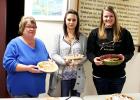 The pies were tested and the winners announced at the Clearbrook Fall Fest that was held last weekend. They tried something new and when the pie baking competition was over there was an ice cream and pie social that everyone was able to sample the goodies. Winning the event were from left to right: Terri Hanson 3rd place, Angela Seyller 2nd place and Abby Shamp 1st place with her peanut butter chocolate pie.  