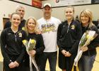  Seniors are Rachel Spray and her parents Dave and Lori and Madison Stenzel with her parents Tom and Cheryl.