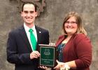 Katie Becker receives her national award from NAE4-HA President Casey Mull.
