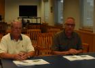 “Natural resources are among our most valuable resources to preserve,” Mr. Torgerson, left, stated. Les Torgerson and Myron Jesme from the Red Lake Watershed District highlighted the Four-Legged Lake and Pine Lake projects being worked towards in Clearwater County. 
