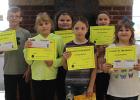 May Elementary Students of the Month Pictured left to right: Benjamin Goudge, Avery Haugen, Lizzy Eckman, Amelia Machlitt, Abby Sauer, Mysten Dahlke, Not Pictured: Harper Watne.
