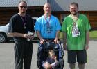 Men’s 5K winners from left: Ryan Solee, 2nd place; Casey English, 1st place; Lyle Mathison, 3rd place.