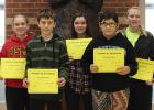 November High School Students of the Month. Pictured in the Back: Cassie Faldet, Rachel Lavin, Carlie Bergerson. Pictured in the Front: Gabe LaVine, Nyah Neadeau.
