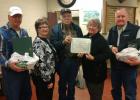 At its annual meeting on January 26, the Clearwater County Historical Society honored its “2019 Friends of the Museum.” 2019 Friends of Museum each received a certificate of appreciation and a gift basket filled with items made in Clearwater County. From left to right: Paul Syverson,  Donna Rae Jacobson, Ken Braaten, Tamara Edevold executive Director and Steve Wynkoop.