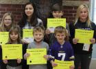 November Elementary Students of the Month: Pictured in front: Karli Dahlke, Parr Gustafson, Jacob Kumpula, Pictured in back: Alexa Anderson, Cecelia Midbo, Jaret Larson, Jacie Bergerson. Not Pictured: Brittany Thomas