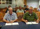 Les Torgerson Board of Managers and Myron Jesme, Administrator for Lake Watershed District at the last Clearwater County Commissioners meeting.