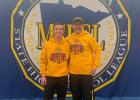Jack McQuown and Coach John Lavin at the State Cross Country Meet.