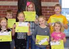 December Elementary Students of the Month. Pictured in back: Alex Churness, Ashlyn Churness, Jacob Anderson. Pictured in Front: Hailey Sundquist, Kaitlyn Kumpula, Molly Nelson, Niah Knutson-Willett.