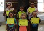 February Elementary Students of the Month. Pictured in Front Left to Right:  Tesa Vettleson, Grace Gunning, Savanah Kumpula. Pictured in Back Left to Right: Kylee Paulson, Peyton Berg,  Iciss Schoenborn. Not Pictured: Abby Hutchinson