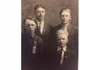(Photo courtesy of Keith Mork) Alfred Loken, Walter Wallin, George Mork and Walter Peterson going to World War I.