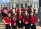 Elise Monson, second from the right, attended Girls State June 9-15 at Bethel University. While on her trip, she also visited the State Capitol. Photo courtesy of Elise Monson