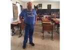 Eric Mickelson, Goodridge 5th grade teacher, has been named the ‘Teacher of the Year!’ This picture was taken last summer while touring a school house at the Independence, Kansas, Laura Ingalls Wilder historical site. Laura Ingalls Wilder books are one of his favorites!