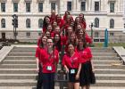 Kendra Jensen and Brooke Limesand with their “city” at the State Capitol.
