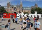 The iconic “I Amsterdam” letters in the Museum quarter in Amsterdam, Netherlands. 