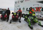 The 2019 USXC Goodridge/Grygla 500 Top 3 winners were #312 Zach Herfindahl, Arctic Cat Pro 600 Winner (far right), #10 Aaron Christensen, Polaris (middle) and #14 Taylor Bunke, Polaris (left). Photo by USXC Racing
