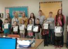 Clearbrook-Gonvick Senior High students assisted Mrs. Hegg’s First Grade students as they finished their Presidential Review.  Students include Savanna Rankin, Abigail Johnson, Alexis Ballard, Denaé Stenzel, Rachel Lavin, Jonny Hamnes, Brody Johnson, Naomi Shamp and Ben Engebretson.