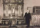 (1938) Bethel Lutheran Church in Grygla. Altar, pulpit, kneeling rail and baptismal font built by John Franzman. This altar is now at the Historical Society in Warren, MN. This was the second creation John made for Bethel, sending the original and smaller one to a church in Goodridge.  