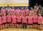 Front row, L-R: Jamie Dougherty, Madison Cullen, Daria Waletzki, Nichole Arveson, Mercedes Coan, Trystan Jelle, Hailey Vad, Maci Bakken and Amy Wiskow. Back row, L-R: Alaina Monson, Greg Monson, Libby Johnson, Sharon Hovet, Chloe Kuznia, Madi Race, Mary Ann Sjulestad, Madison Paulson, Kayla Magner and Coach Katelyn Tharaldson.
